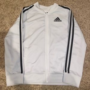 Kids 10-12 Adidas Warmup Jacket White